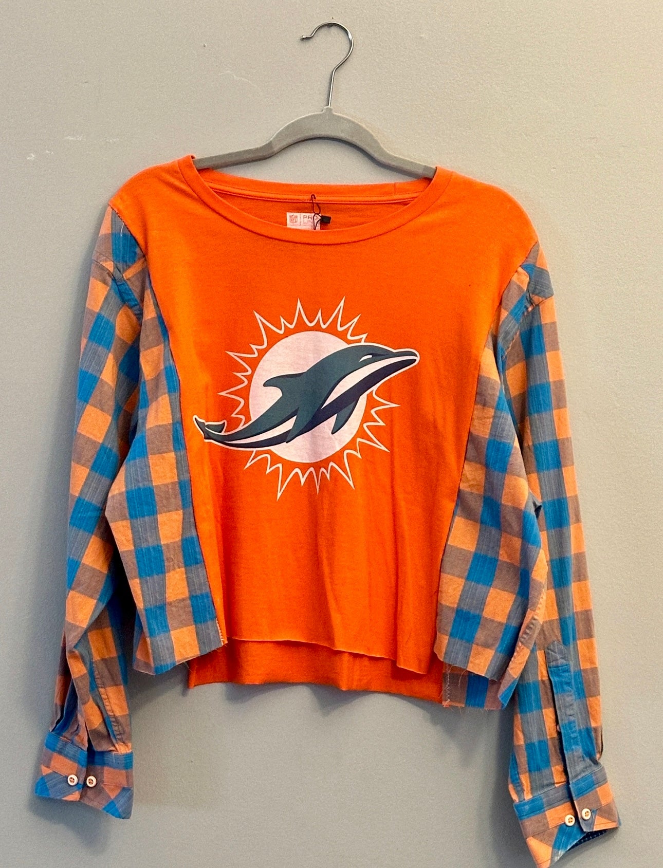 Miami Dolphins Marino Crop Plaid - M